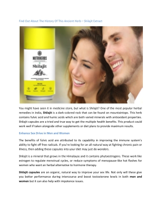 Find Out About The History Of This Ancient Herb – Shilajit Extract