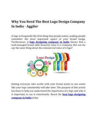 Why You Need The Best Logo Design Company In India