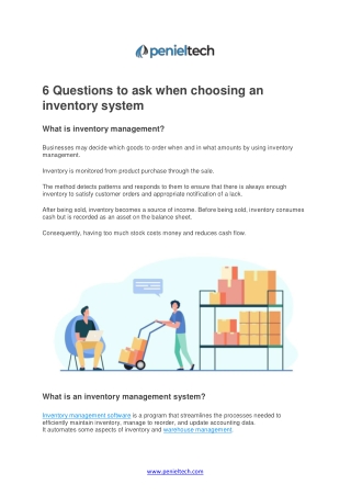 6 Questions to ask when choosing an inventory system - Penieltech