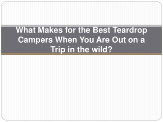 What Makes for the Best Teardrop Campers When You Are Out on a Trip in the wild