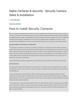 Alpha Cameras & Security - Security Camera Sales & Installation