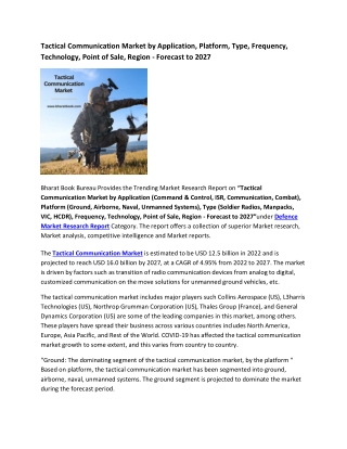 Global Tactical Communication Market Research Report 2022-2027