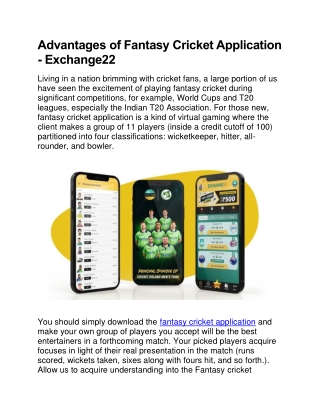 Fantasy Cricket Application - Exchange22