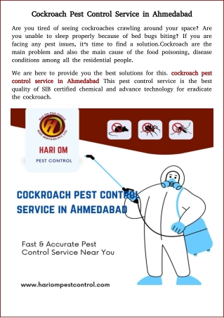 Cockroach Pest Control Service in Ahmedabad