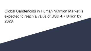 Global Carotenoids in Human Nutrition Market is expected to reach a value of USD 4.7 Billion by 2028.