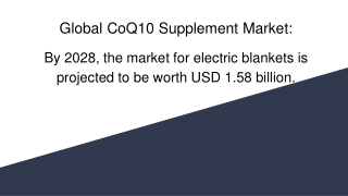 Global market for coenzyme Q10 supplements is anticipated to be worth USD 1148.93 million.