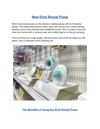 New Elvie Breast Pump