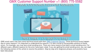 GMX Customer Service  1(800) 775-5582