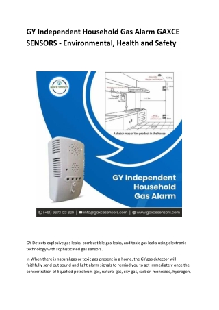 GY Independent Household Gas Alarm GAXCE SENSORS - Environmental, Health and Safety