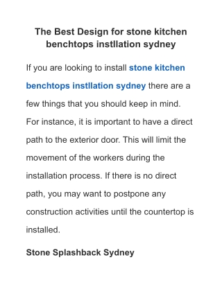 The Best Design for stone kitchen benchtops instllation sydney