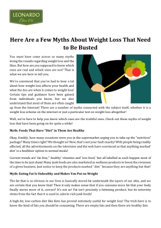 Here Are a Few Myths About Weight Loss That Need to Be Busted