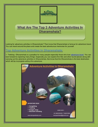 What Are The Top 3 Adventure Activities In Dharamshala