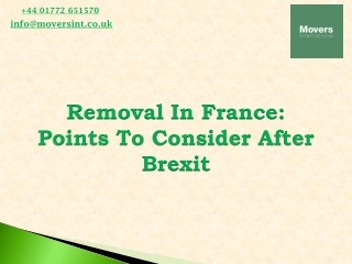 Removal In France Points To Consider After Brexit
