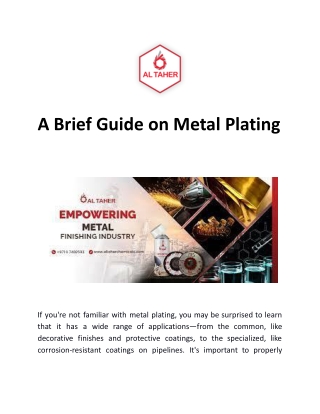 A Brief Guide on Metal Plating