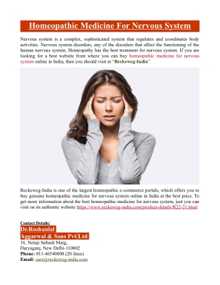 Homeopathic Medicine For Nervous System