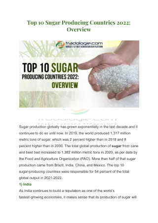 Top 10 Sugar Producing Countries 2022_ Overview