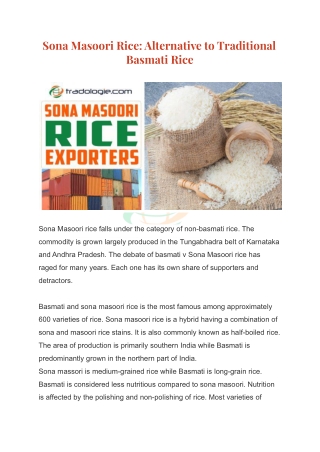 Sona Masoori Rice_ Alternative to Traditional Basmati Rice