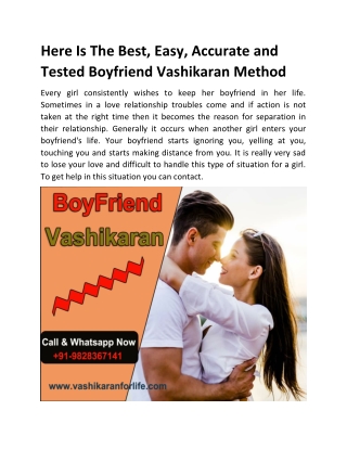 Here Is The Best, Easy, Accurate and Tested Boyfriend Vashikaran Method