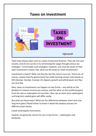 Taxes on investment