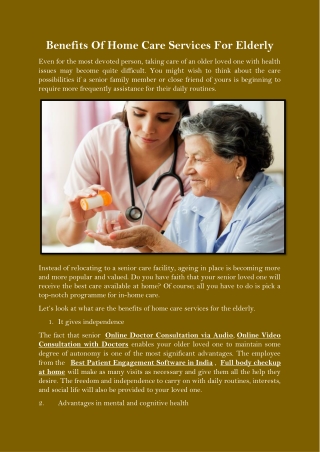 Benefits Of Home Care Services For Elderl