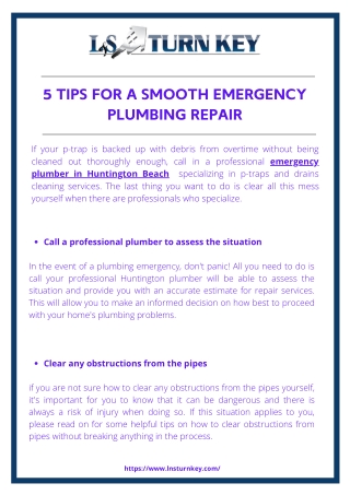 5 Tips for a Smooth Emergency Plumbing Repair