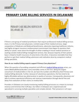 PRIMARY CARE BILLING SERVICES IN DELAWARE
