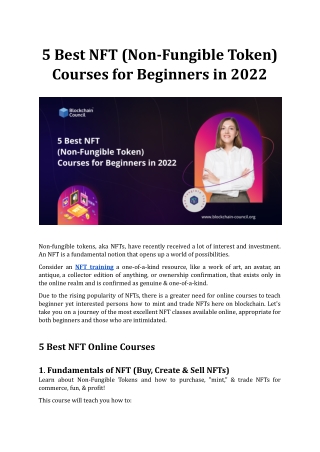 5 Best NFT (Non-Fungible Token) Courses for Beginners in 2022