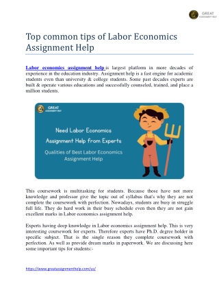 Top common tips of Labor Economics Assignment Help