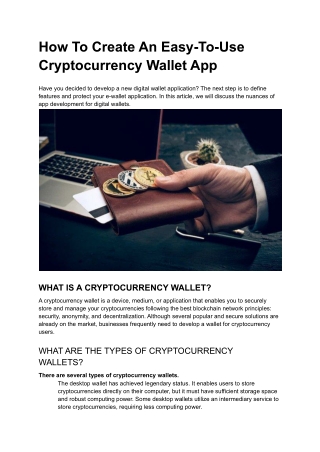 How To Create An Easy-To-Use Cryptocurrency Wallet App
