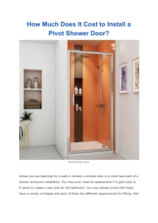 How Much Does It Cost to Install a Pivot Shower Door