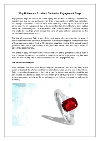 Why Rubies are Excellent Choice for Engagement Rings