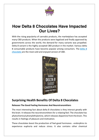 How Delta 8 Chocolates Have Impacted Our Lives