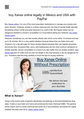 buy Xanax online legally in Mexico and USA with PayPal