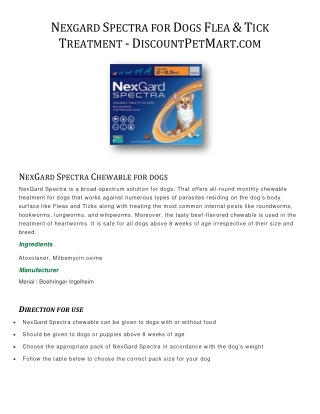 Nexgard Spectra for Dogs Flea & Tick Treatment - DiscountPetMart.com