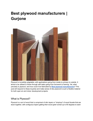 Best plywood manufacturers _ Gurjone Ply