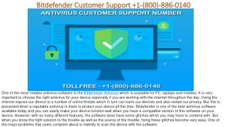 Bitdefender Customer Support  1(800) 886 0140