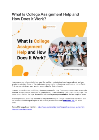 What Is College Assignment Help and How Does It Work