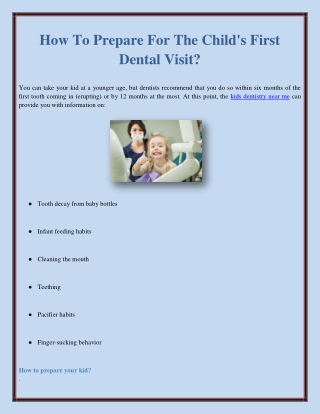 How To Prepare For The Child's First Dental Visit?