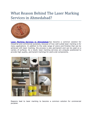 What Reason Behind The Laser Marking Services in Ahmedabad