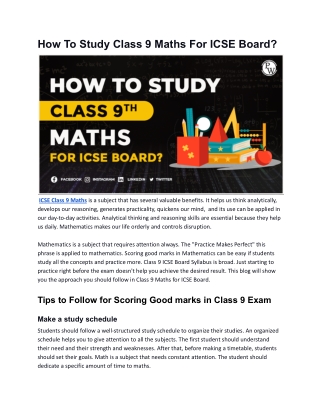 How do you study class 9 Maths for ICSE Board (1)