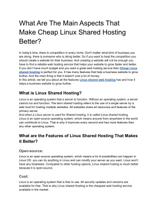 What Are The Main Aspects That Make Cheap Linux Shared Hosting Better