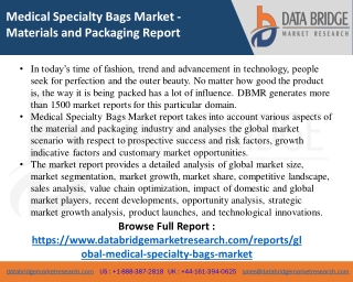 Medical Specialty Bags Market