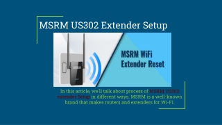MSRM US302 Extender Setup