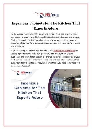 Ingenious Cabinets for The Kitchen That Experts Adore