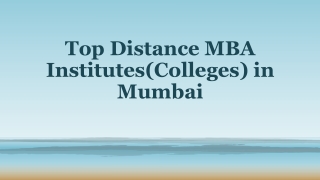 Top Distance MBA Institutes(Colleges) in Mumbai