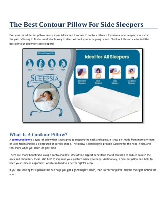 The Best Contour Pillow For Side Sleepers