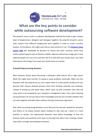 What are the key points to consider while outsourcing software development?
