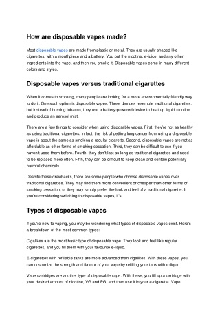 How Are Disposable Vapes Made?