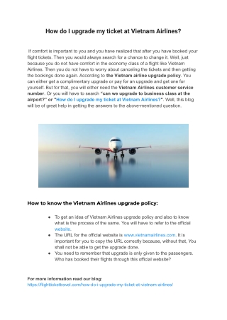 How do I upgrade my ticket at Vietnam Airlines?
