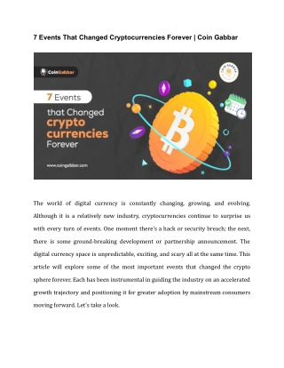 7 Events That Changed Cryptocurrencies Forever  Coin Gabbar